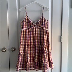 English Factory Plaid Ric Rac Trim Dress